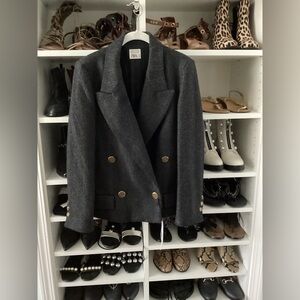 Dark grey viscose double breasted Zara jacket